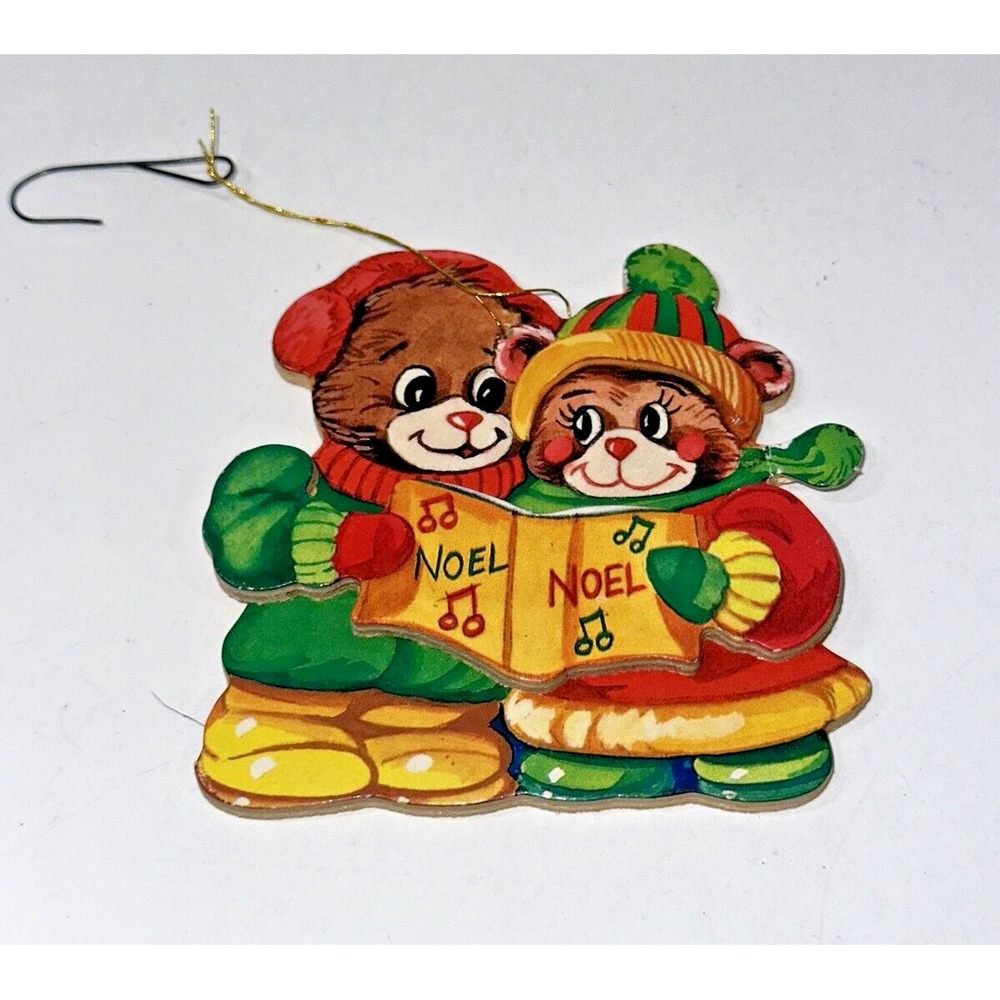 Vintage Wooden Giftco Inc Wooden 3D Ornament Boy/Girl Noel